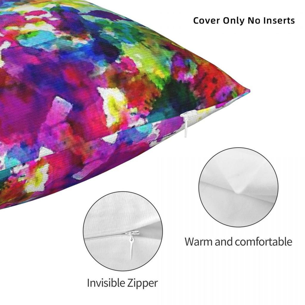Bright Paint Splatter Pillowcase Polyester Linen Velvet Creative Zip Decorative Sofa Seater Cushion Cover 18"
