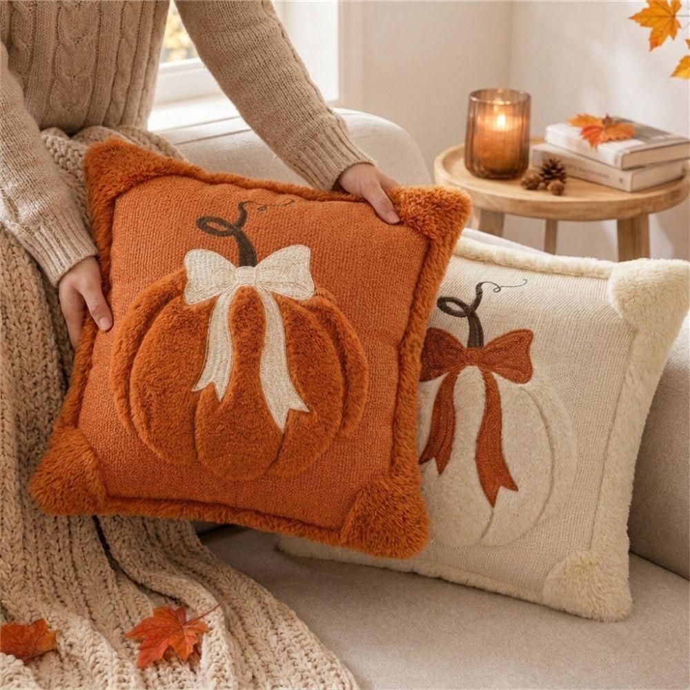 Wear Resistant Pumpkin Plush Cushion Comfortable Decorative Pillow Case Pillowslip  Home Decor