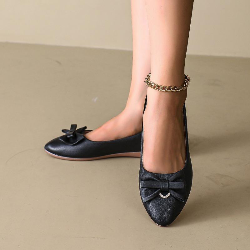 Fashion 2024 Brand Ladies Shoes Shallow Women's Flats Fashion Butterfly-knot Daily Flats Women Hot Sale Plus Size Solid Flat Low Heels