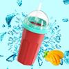 Silicone Slushie Cup with Lids Straws Portable Freezing Smoothie Cup BPA-free Cold Drink Cup for Juices Ice Cream Kids