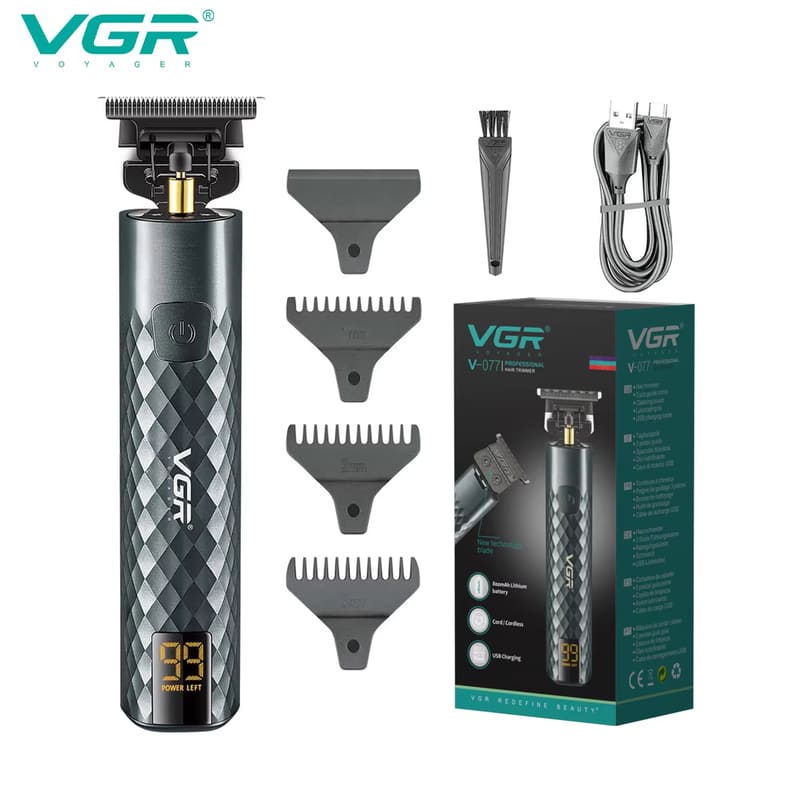 New Metal Hair Clipper Professional Electric Hair Clipper Electric Wireless USB Charging Hair Clipper Men's Shaver Smart Digital Display Strong Power