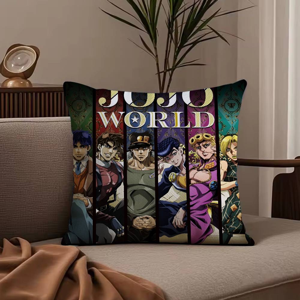 Anime j-jojo family Pillow Case Anti-dustmite Pillowcase Invisible zipper silky short plush Sofa cushion cover