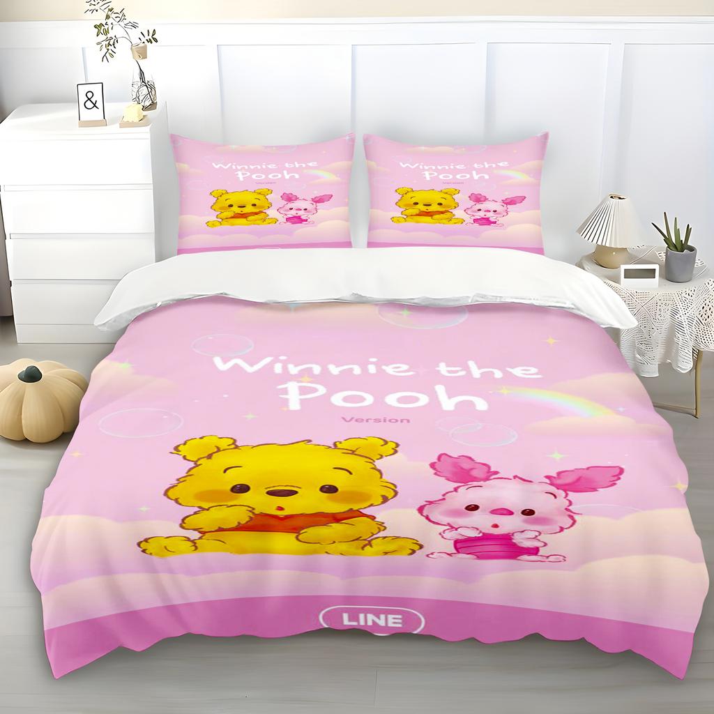Winnie The Pooh Quilt Cover Set Soft And Durable A Must-Have For Children'S Bedrooms. Brushed Fabric With Zipper Closure.