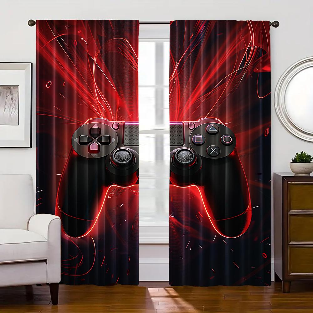 

2 шт. Шторы с узором геймпада, декоративные шторы на окна, украшения для спальни, гостиной, домашнего декора, жалюзи, шторы 100W130H&Rod Pocket