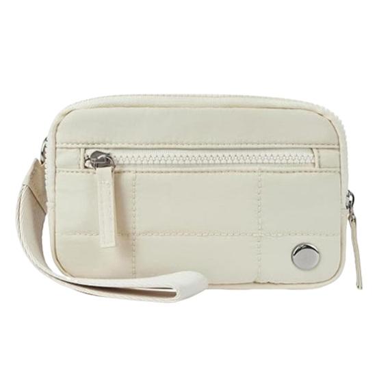 Women Wrist Pouch Nylon Quilted Wristlet Wallet Portable Waterproof Wrist Wallet with 3 Zipper Pockets for Travel Credit Card Keys