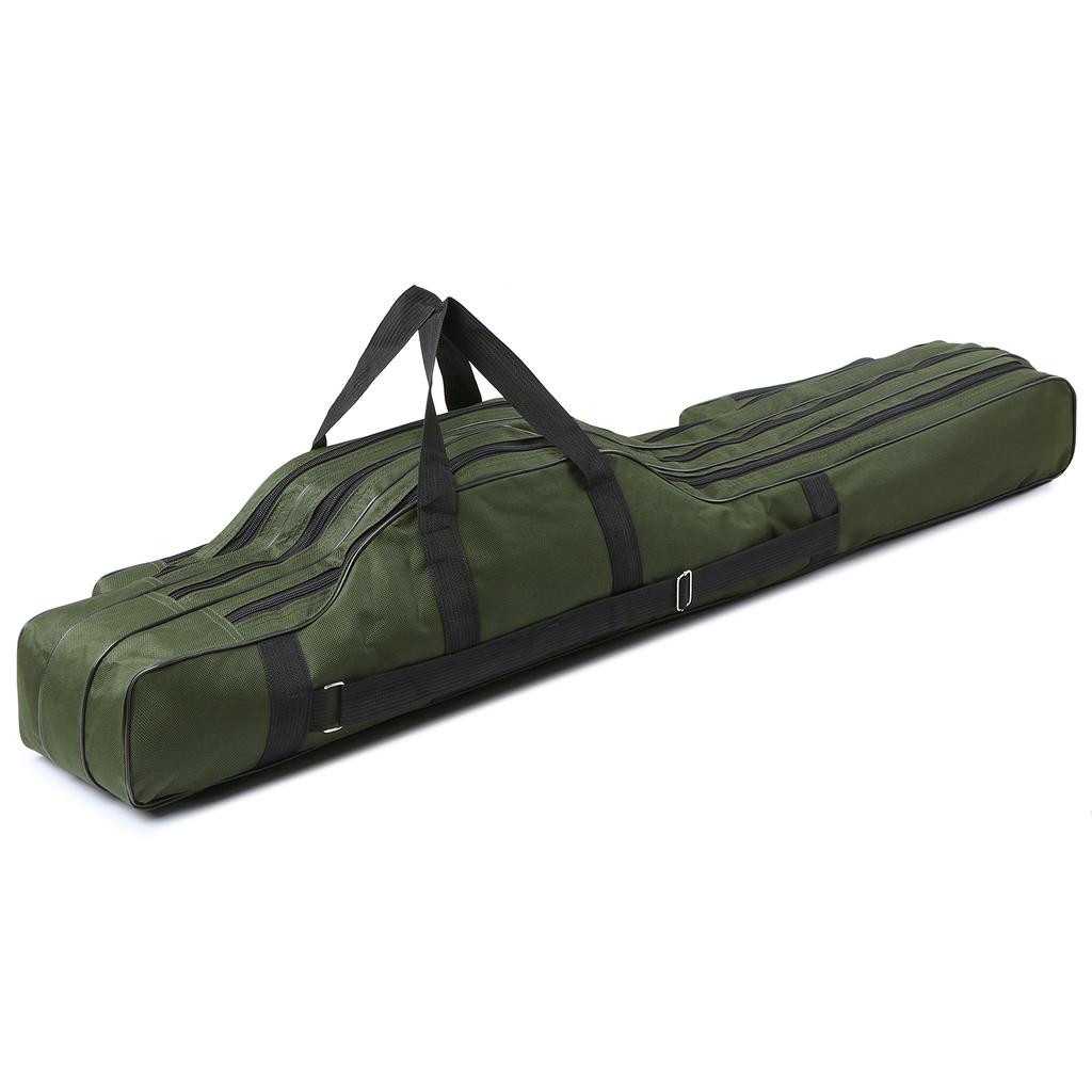 3 Layers Fishing Pole Bag Portable Folding Rod Carry Case Fishing Reel Tackle Storage Bag Case