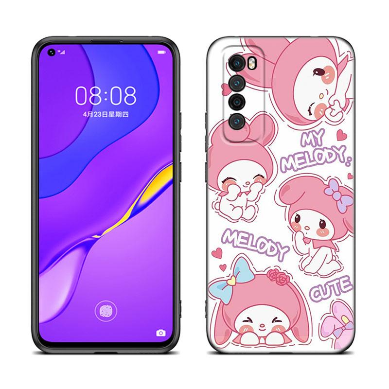 Cute My Melody Black Silicone Phone Case For Huawei Nova 8 9 10 SE 11 Ultra 12 Pro 7i 8i 11i 11E Y70 Plus Y60 Y61 Y71 Y90 Y91