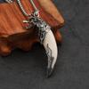 Men's Retro Resin Wolf Tooth Necklace with Stainless Steel Chain