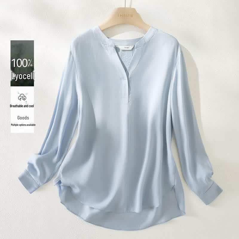IHIMI Women s 100% Lyocell Slim-Fit V-Neck Blouse XL