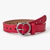 Children Faux Leather Belt Kids Cute Peach Heart Buckle Belts For Girls Solid Waistband Love Heart Eyelet Grommet Waist Belt