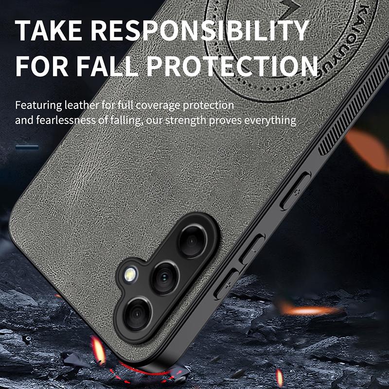 S24 Plus Luxury Cortex Leather Phone Case For Samsung Galaxy S24 Ultra Shockproof Silicone Soft Magnetic Protection Cover S24 FE