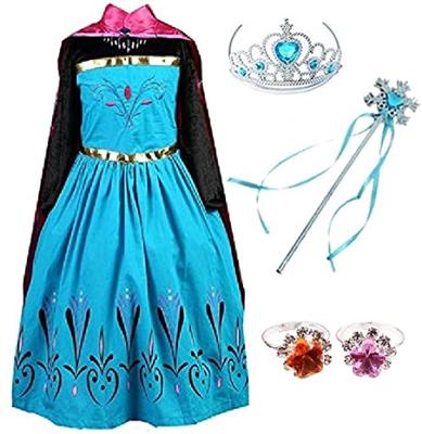 Amor E Princess Dress Cosplay Costume Cape Tiara Princess Dress Set for Girls Blue X [Entregando Paz] (Dress + + + Wand) 4-Piece (Size 130. Black)