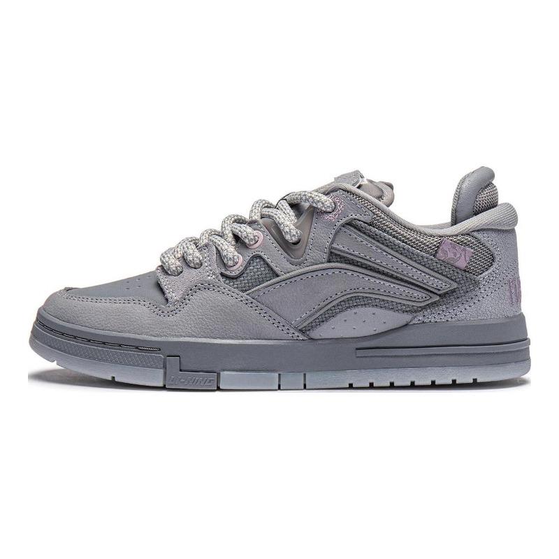 Li-Ning PLEASURES Co Branded Womens Low Top Skate Shoes Gray Light Wear Resistant AECT066-2 36