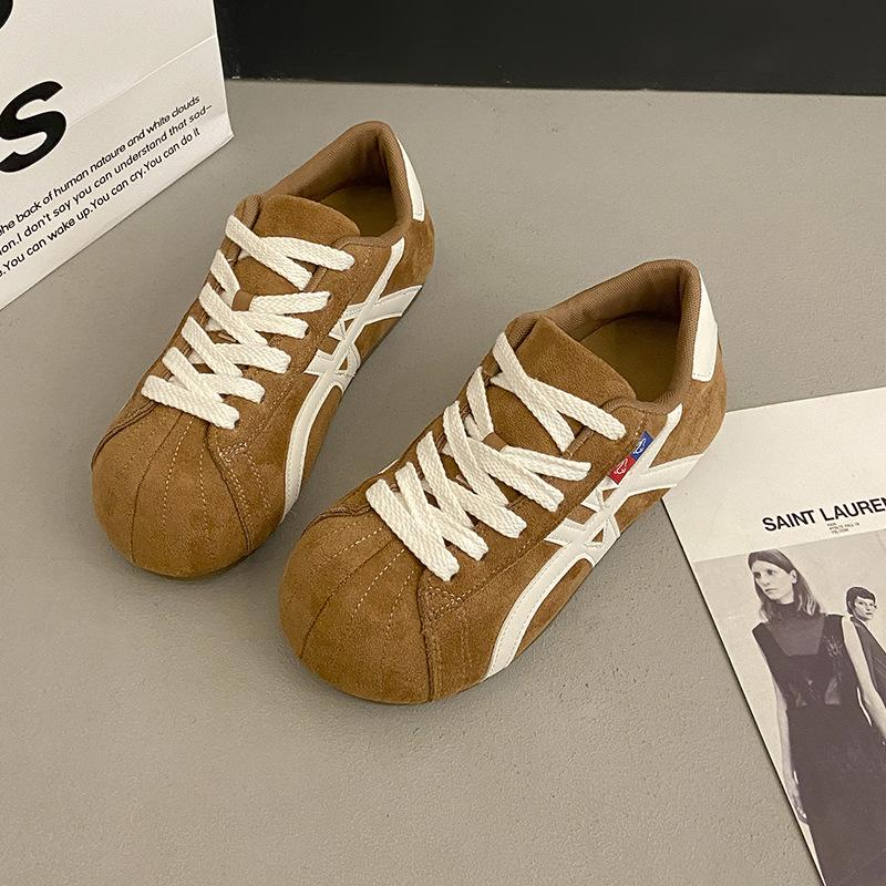 Retro Maillard Color Matching Board Shoes Women's 2025 Autumn New Flat Bottom Inner Height Increase Leisure Sports Forrest Gump Training Shoes