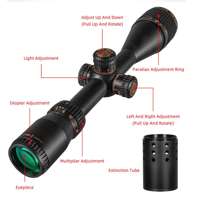 NSIRIUS 4-14X44 AOE Taktik Kapsam Optik Görüş Kırmızı Yeşil Işıklı Artı Avcılık Avcılık Sight