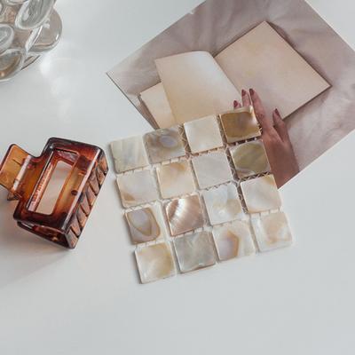 Yousheng Natural Shell Square Coaster Mosaic Heat Insulation Home Decoration Placemats Photography Props Mats for Family Dining Table Coffee Shop