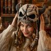 DIY Animal Hood Hat Halloween Crochet Kit, Skull Spider Bat Beginner Friendly Yarn Kit Spooky Pumpkin Earflap Craft for Adults Teens, Autumn