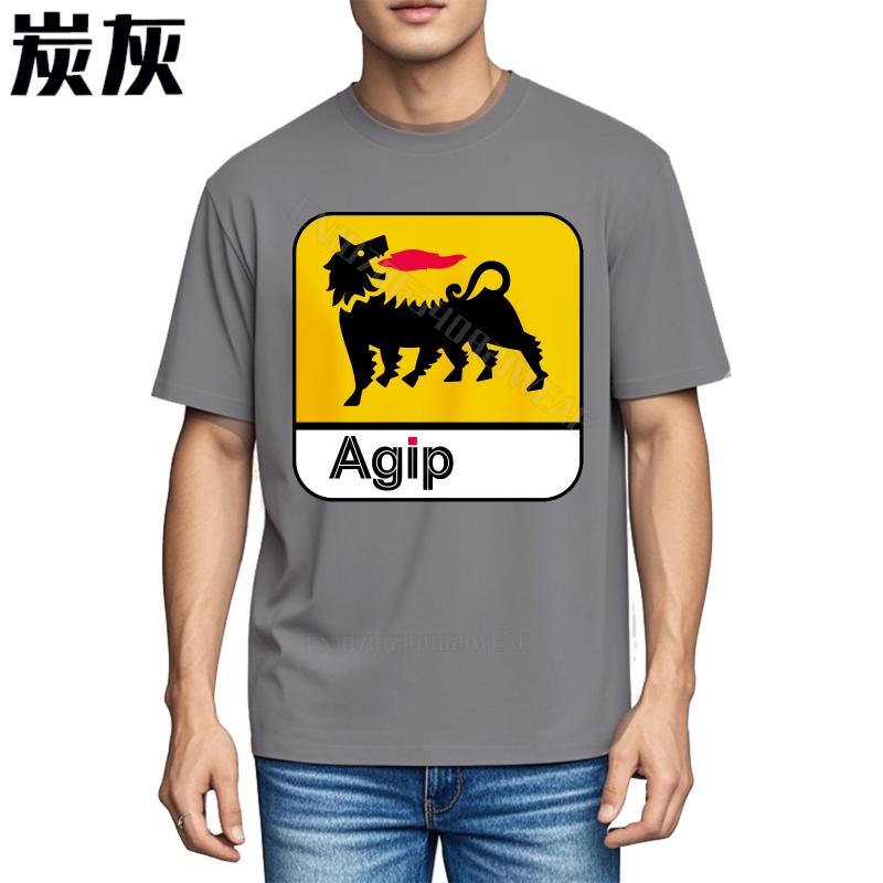 Unisexs tshirt Crew Neck Big Size Tee Shirt Agip Logo With Lion Design Brand Big Size Tee Shirt Retro Crew Neck Tshirt Daily