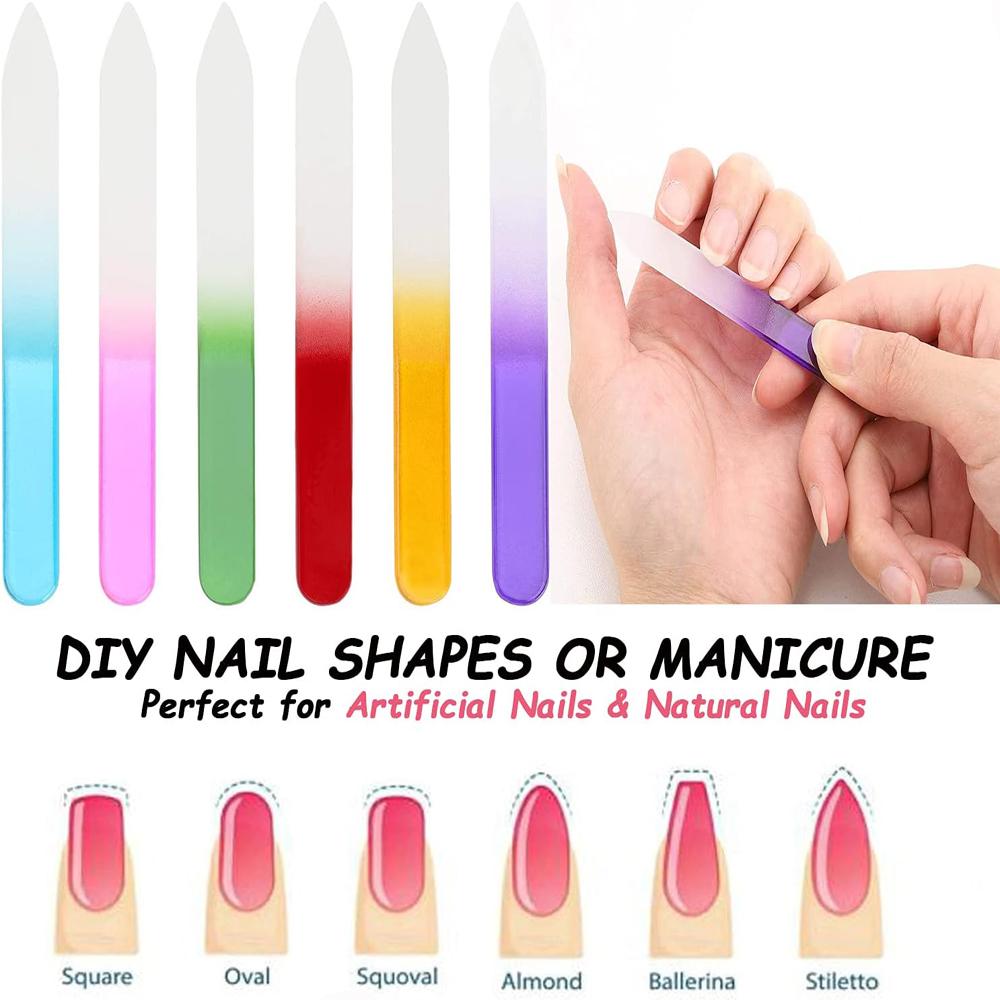 5Pcs Professional Gradient Glass Nail Files Strip Double-Sided Sanding Buffer Grinding Polishing Nailfile Manicure Tools