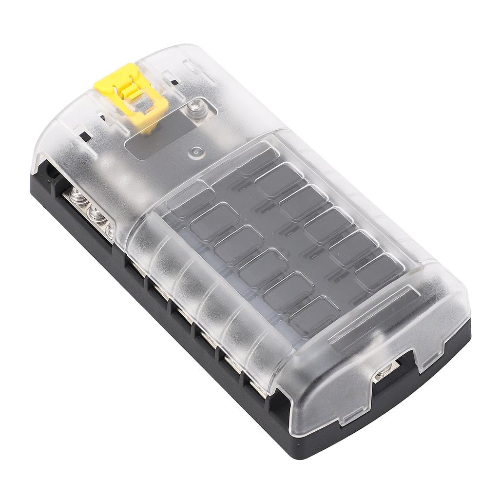 ST Blade Fuse Block 12 Circuit ATO Fuse Box with Ground Safety Lock Buckle 5A 10A 15A 20A Fuses 32V