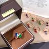 Cultivate gemstone 6 * 8 two-color fashion versatile ring design ring jewelry