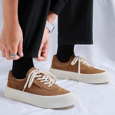 Moda İnek Süet Deri Erkek Ayakkabıları Bağcıklı Düz Günlük Spor Ayakkabı Ayakkabı Erkekler için Nefes Alabilen Yürüyüş Ayakkabıları Tenis Ayakkabıları Zapatillas Hombre