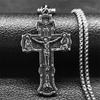 Men's Stainless Steel Crucifix Cross Pendant Necklace Orthodox Russian Cross Religious Necklaces Jewelry Boyfriend Gift NZZS05