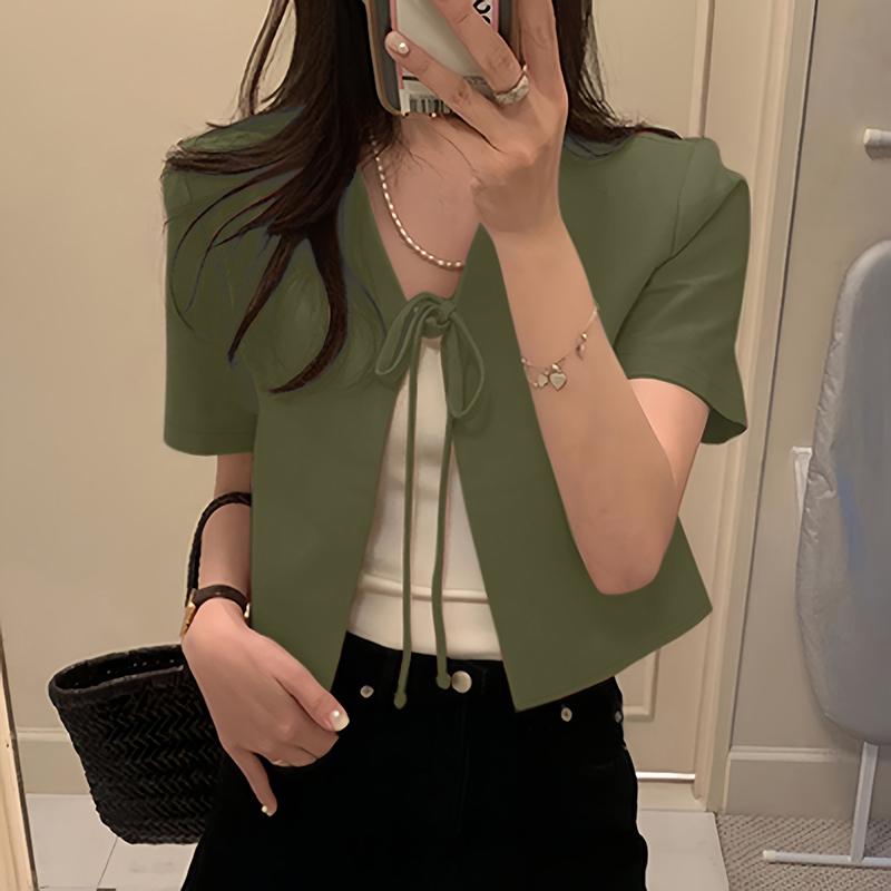 

ZANZEA Женская корейская повседневная блузка с короткими рукавами и шнуровкой спереди 2XL