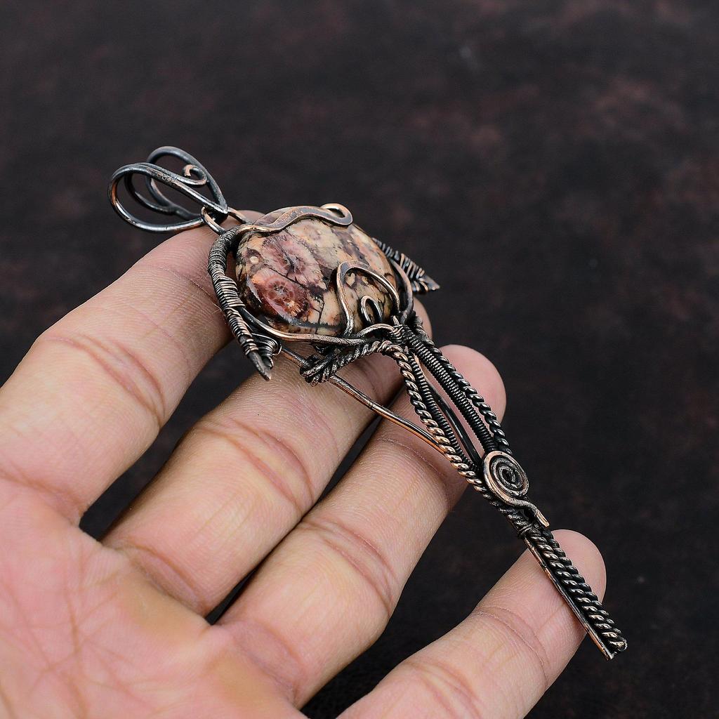 Birds Eye Jasper Pendant Copper Wire Wrapped Pendant Birds Eye Jasper Jewelry Handmade Original Gemstone Pendant Copper Jewelry Gift For Her