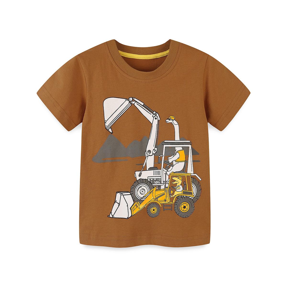 

Children s Clothing Summer T-shirts Children s Cartoon Printed T-shirts Knitted Cotton Round Neck Boys Tops 90
