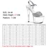 Women's High Heel Shoes Sequins Thin Heel Transparent Sole Dance Sandals Wedding Shoes 17cm Heel 7cm Platform YKC
