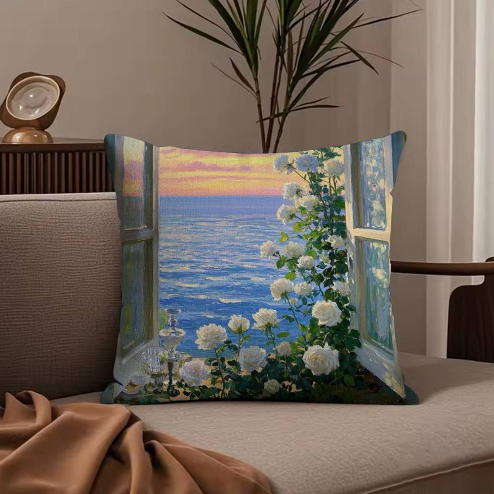 L-Landscape painting style Pillow Case null