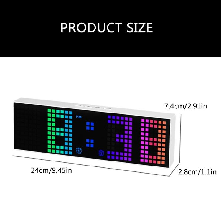 Colorful Display LED Alarm Clock Electronic Digital Clock Voice Control 12/24H 2 Alarms Countdown Wall Table Desk Clock