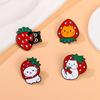 Super Cute Little Meow Cartoon Badge Creative Fresh Fruit Strawberry Series, Black Cat Paint Brooch Accessories