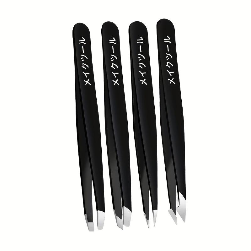 Tweezers Set 4pcs Premium Stainless Steel Eyebrow Precision Sharp Tip Tweezers for Body Ingrown and Facial Hair Removal