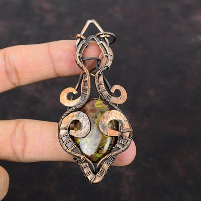 Fruit Jasper Gemstone Pendant Copper Wire Wrapped Pendant Fruit Jasper Jewelry Handmade Copper Jewelry Engagement Gift Latest Design Pendant