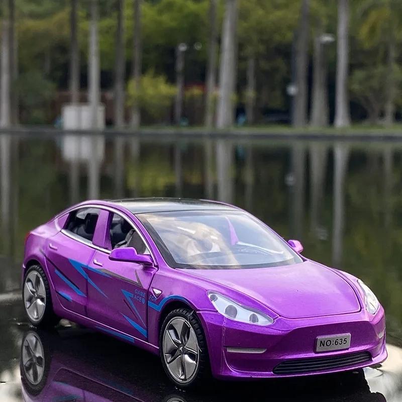 1:32 Model S Model 3 Model X Alloy Car Model Diecast Metal Toy Vehicles Car Model Simulation Sound and Light Kids Toy Gift