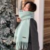 Woolen solid color wool blended scarf women's autumn and winter scarf macaron color thickened braid fringed shawl