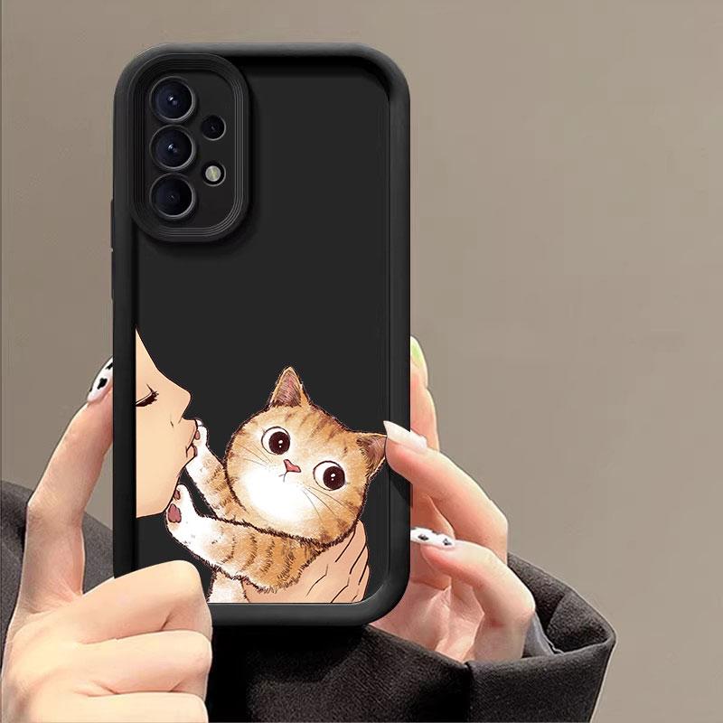 Funda Linda Gato Americano de Pelo Corto Para Samsung A55 A35 A13 A54 A53 A52 A34 A33 A32 A21S A14 A23 A24 A12 A51 A71 Funda de Teléfono