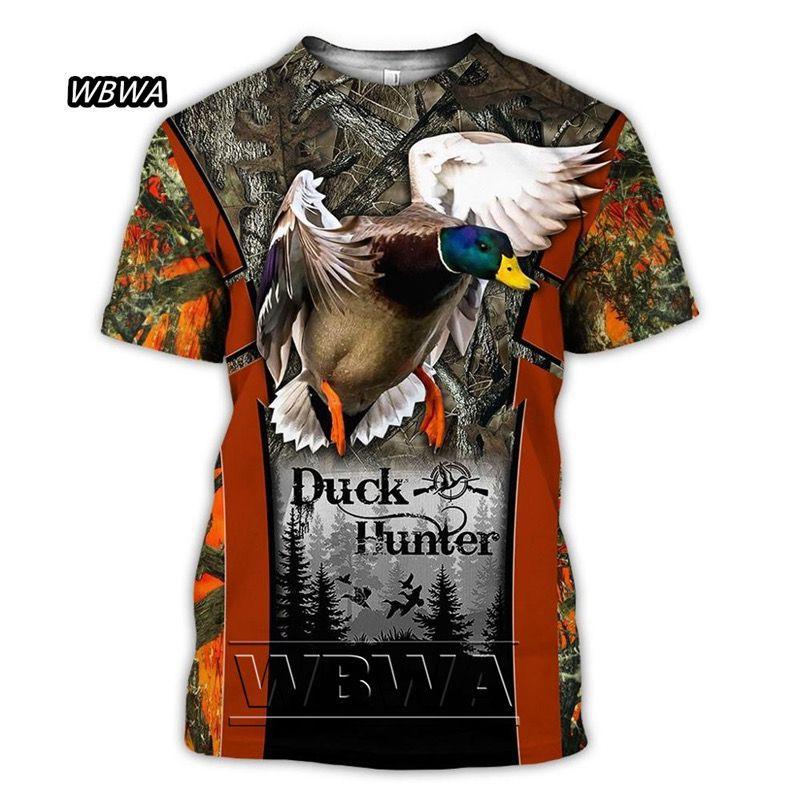 2026 new 3D digital printing duck hunting theme men's short-sleeved T-shirt outdoor leisure round neck breathable sports