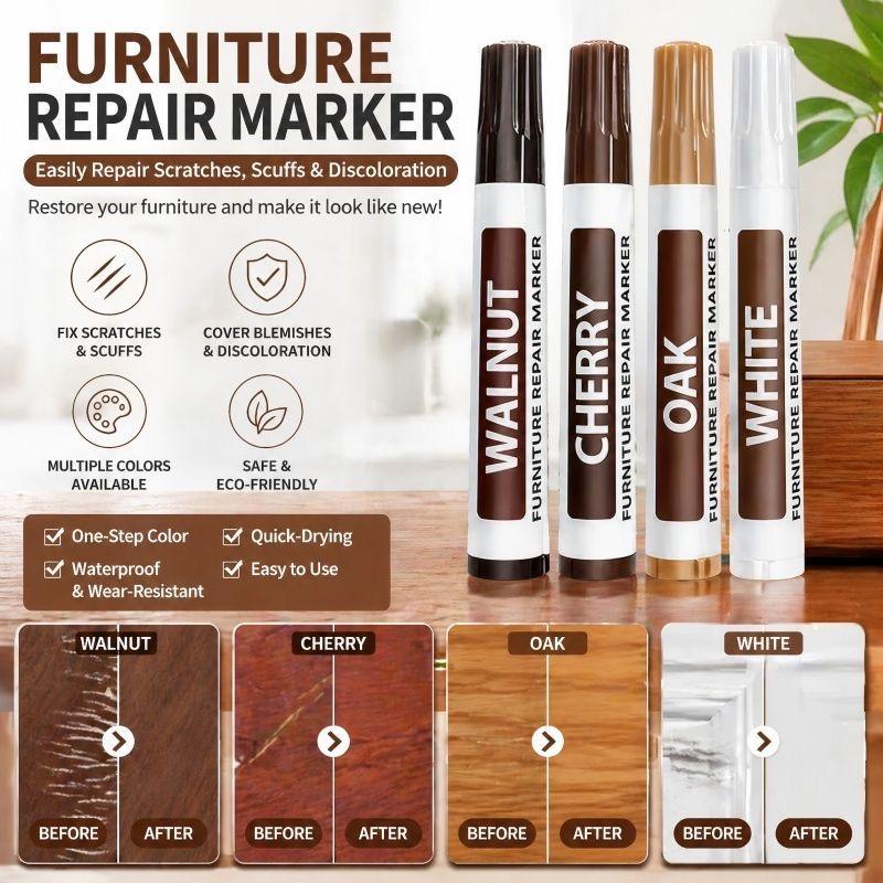 6-Color Furniture Touch-Up Marker Set for Wood Scratch Repair