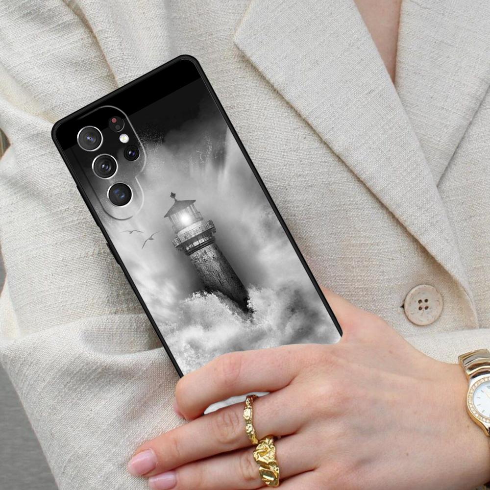 Abstract highway landscape lighthouse Cell Phone Case for Samsung Galaxy S26 Ultra S25 S24 S23 S22 S21 S20 Note10 Cover