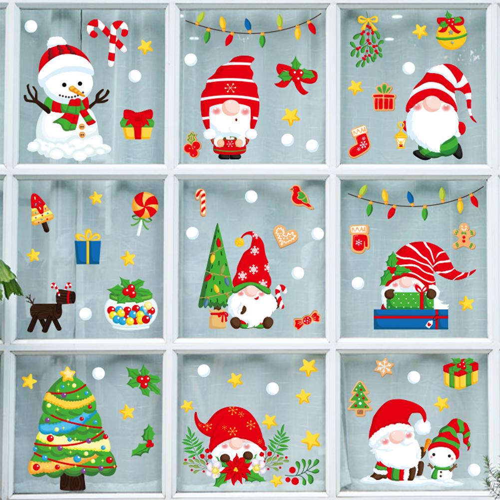 9 Sheets Christmas Window Clings Window Decal Stickers Xmas Holiday Home Decorations For Glass Windows