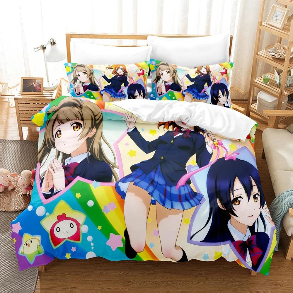 3D Cartoons LoveLive! School Idol Project Bedding Sets Duvet Cover Set With Pillowcase Twin Full Queen King Bedclothes Bed Linen