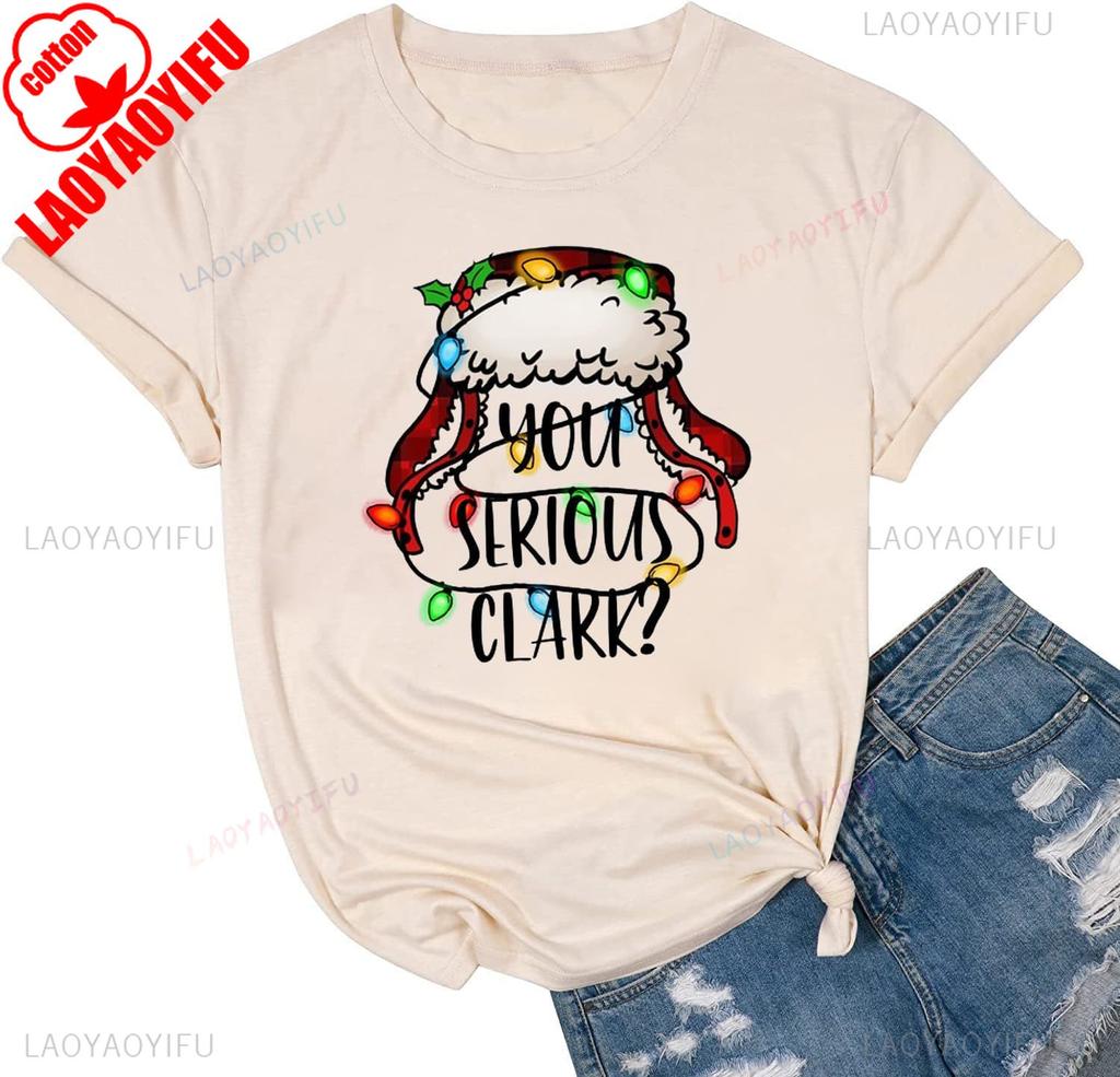 New Year Xmas Gift Merry Christmas Cotton Shirts for Women Merry and Bright Tree Graphic Holiday Printed TShirt Tops Unisex Tee