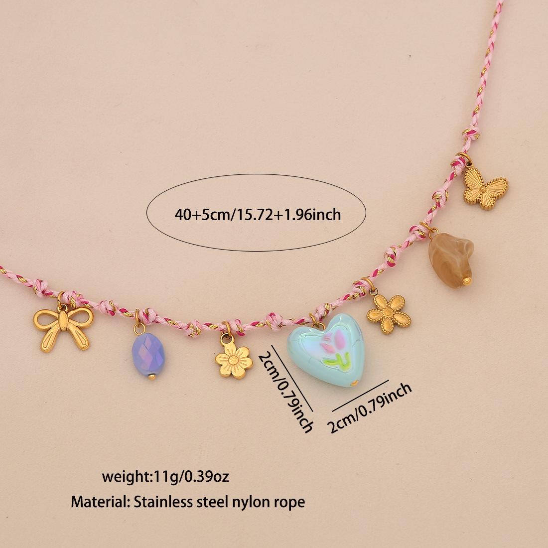 

Euro-American Bohemian Braided Necklace Starfish Conch Beach Jewelry Dopamine Neck Jewelry