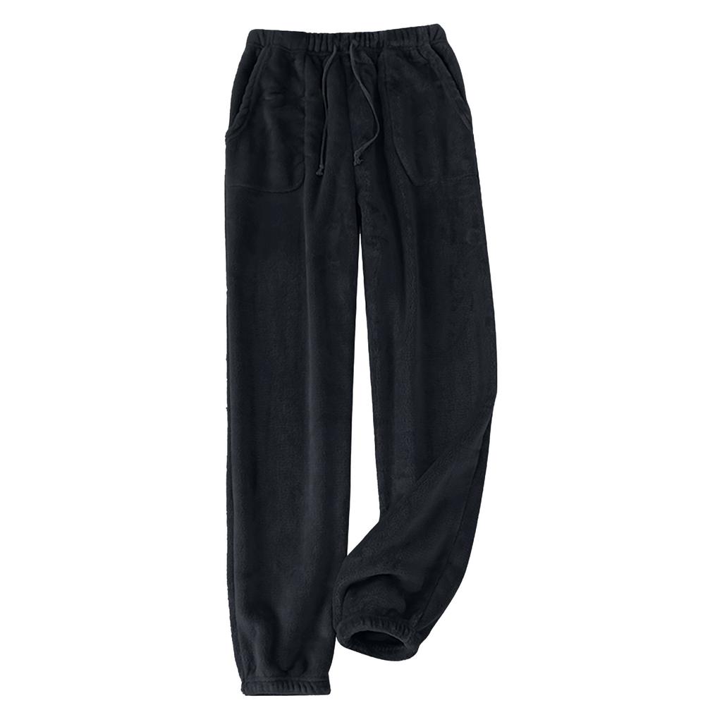 Herren Thermo-Fleece-Taschen Verdicktes Fleece-Innenfutter Lässige Sporthose Pyjamahose