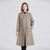 FENGXUN Women's Mid-Length 100% Wool Embroidered Double-Faced Coat