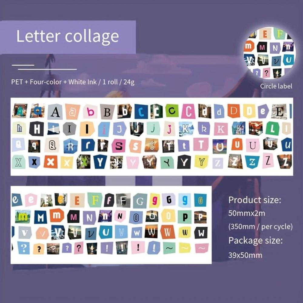 

Vintage English Phrase Tape Stickers for Notebook Phone Case Water Bottle Decoration Alphabet collage