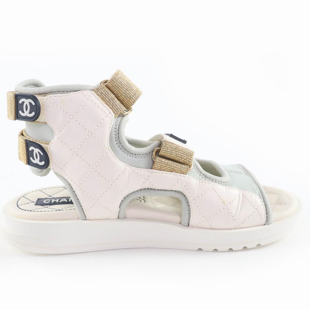 Very Good CHANEL COCO Mark Sport Sandals In Leather 37 21P G37231 Used